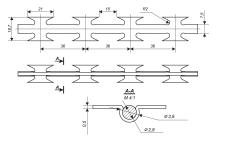 Чертеж колючей проволоки Егоза Кайман для сетки колючей Пиранья-2х10 и других